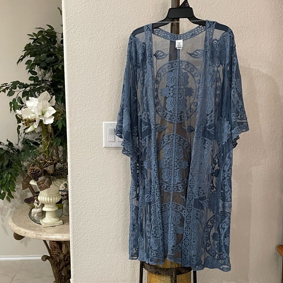 🌷NWT~TIME & TRU Sheer Blue Kimono Cover-Up Ladies Plus Size: XXL/XXXL BRAND NEW - Picture 1 of 13